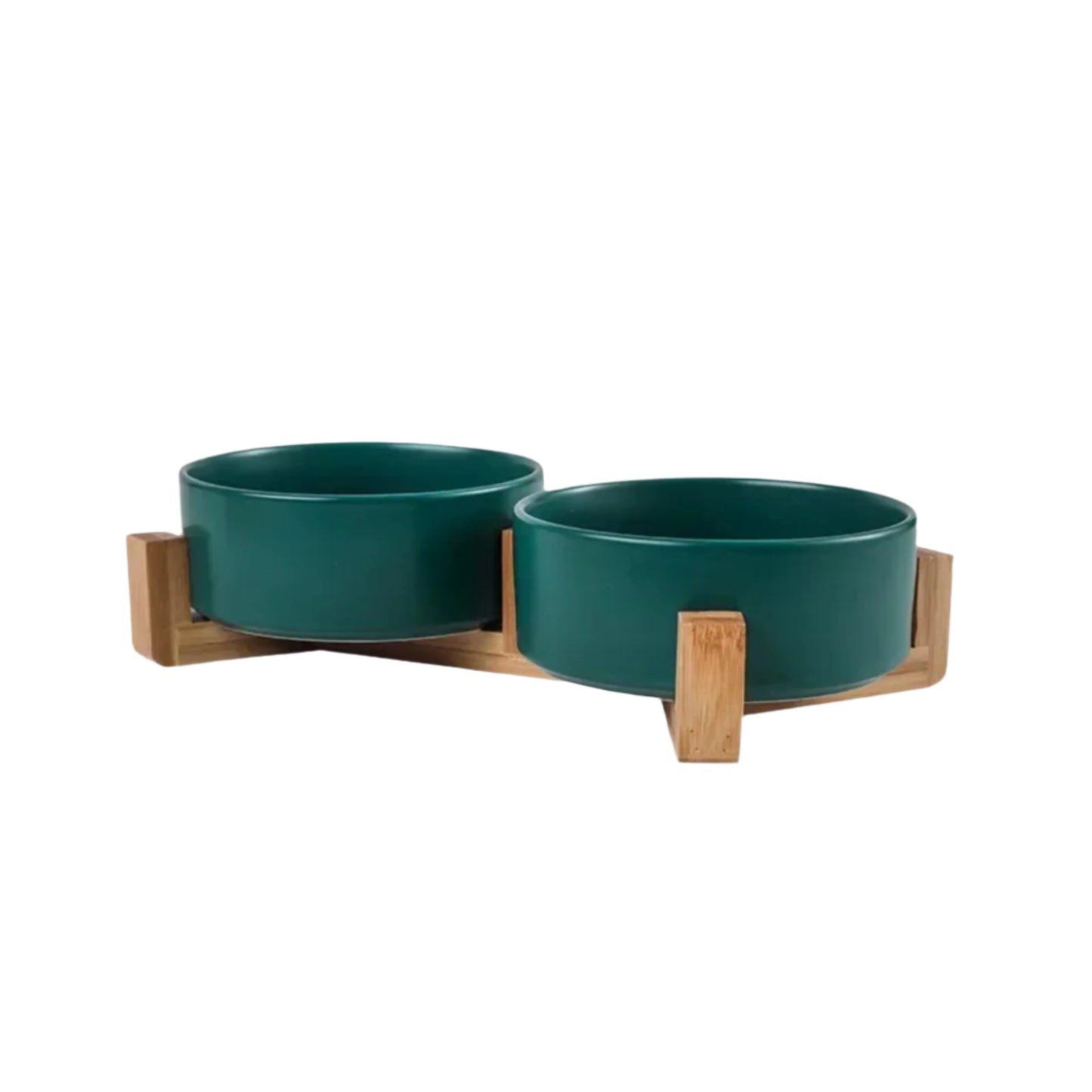 Premium Ceramic Pet Bowls with Wooden Stand
